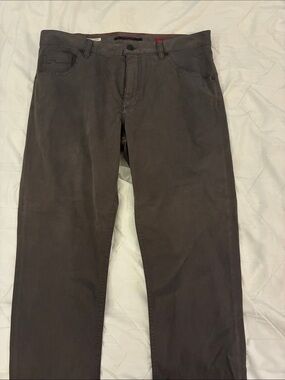 Men's Alberto Casual Straight-Leg Pants in Dark Brown/Gray 35/34